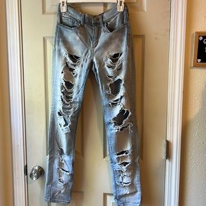 low rise skinny ripped jeans